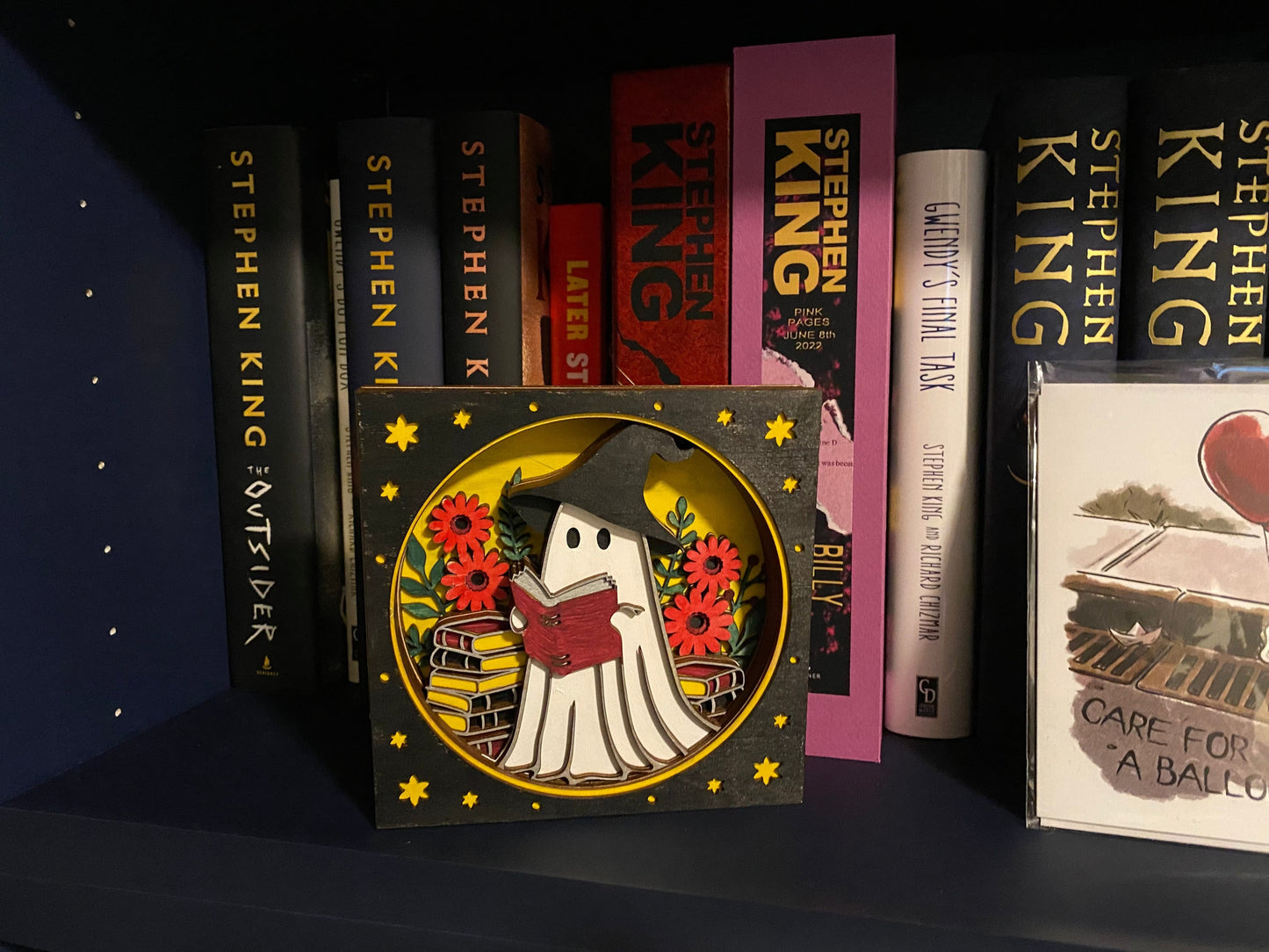 14-Layer Ghost Shelf Sitter – Hand-Painted & Clear-Coated Halloween Décor (5.5”)