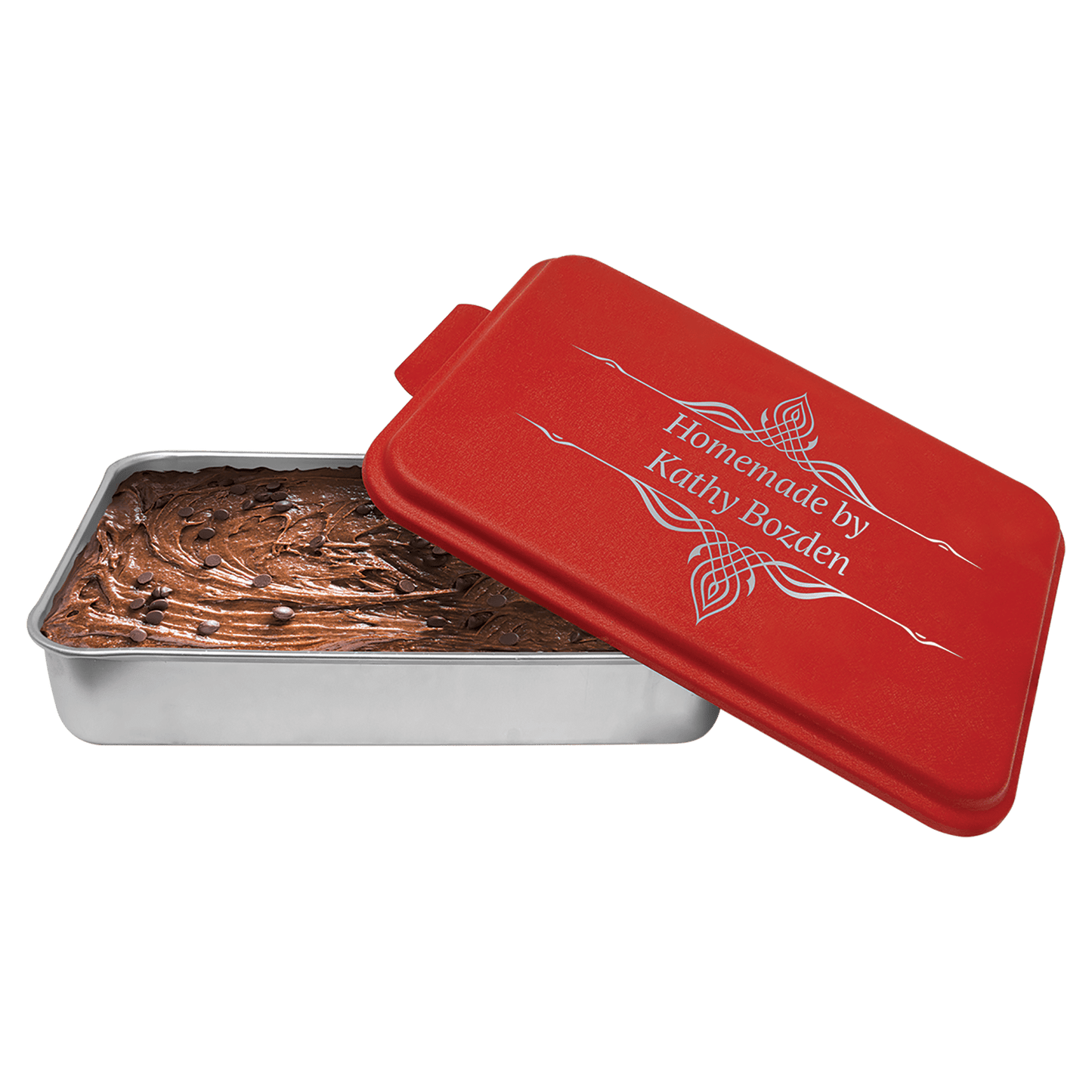 9" x 13" Aluminum Cake Pan with Red Lid