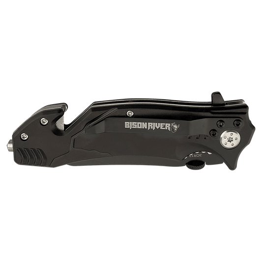 Black Bison River Rescue knife on a transparent background