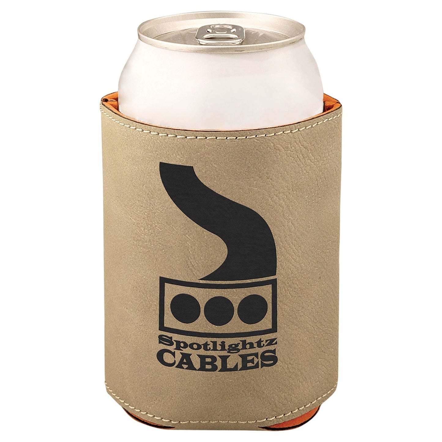 3 3/4" Light Brown Laserable Leatherette Beverage Holder