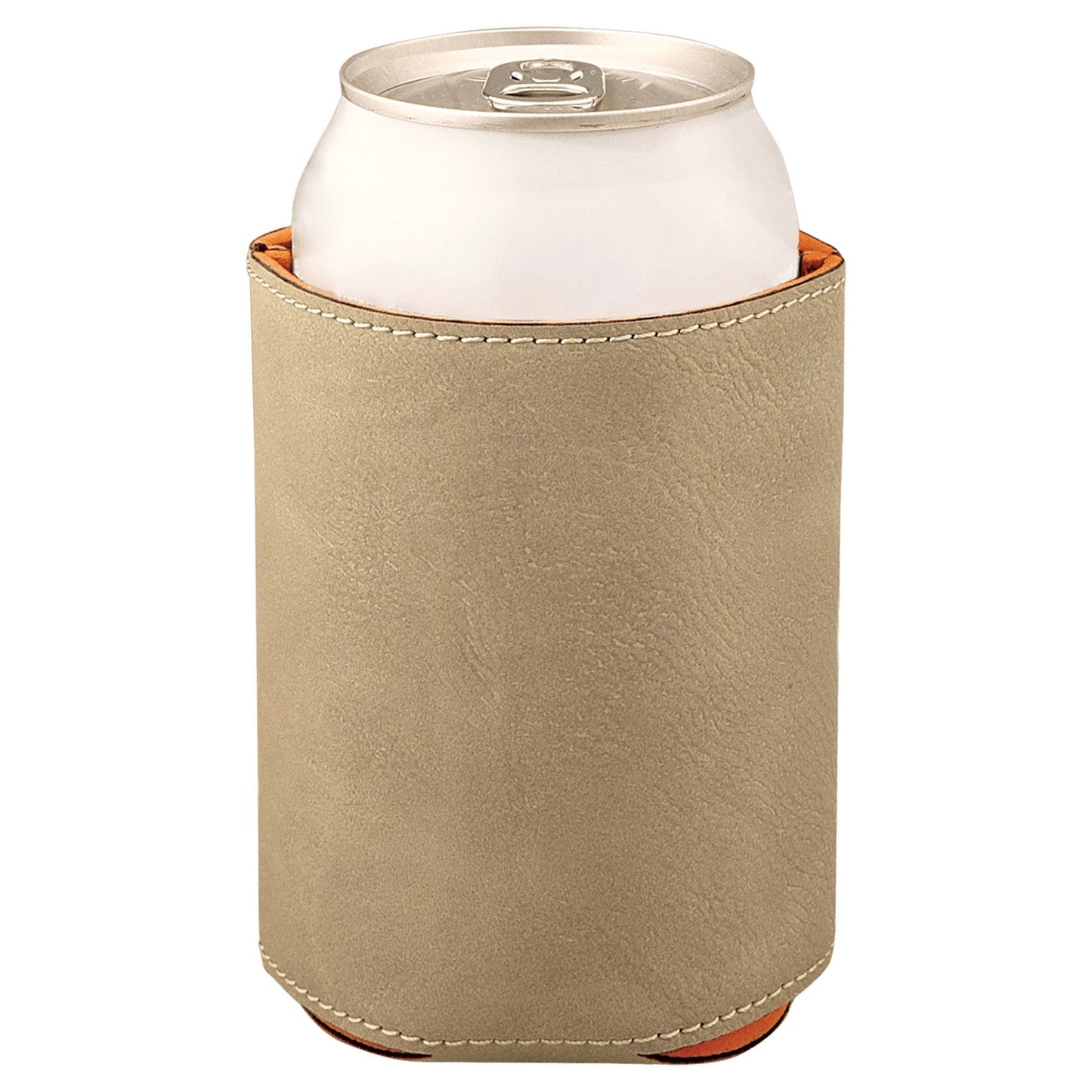 3 3/4" Light Brown Laserable Leatherette Beverage Holder