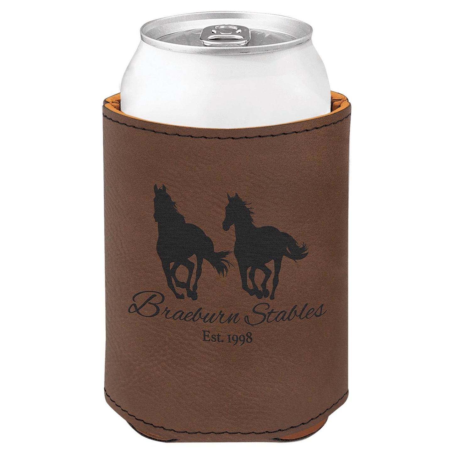 3 3/4" Dark Brown Laserable Leatherette Beverage Holder