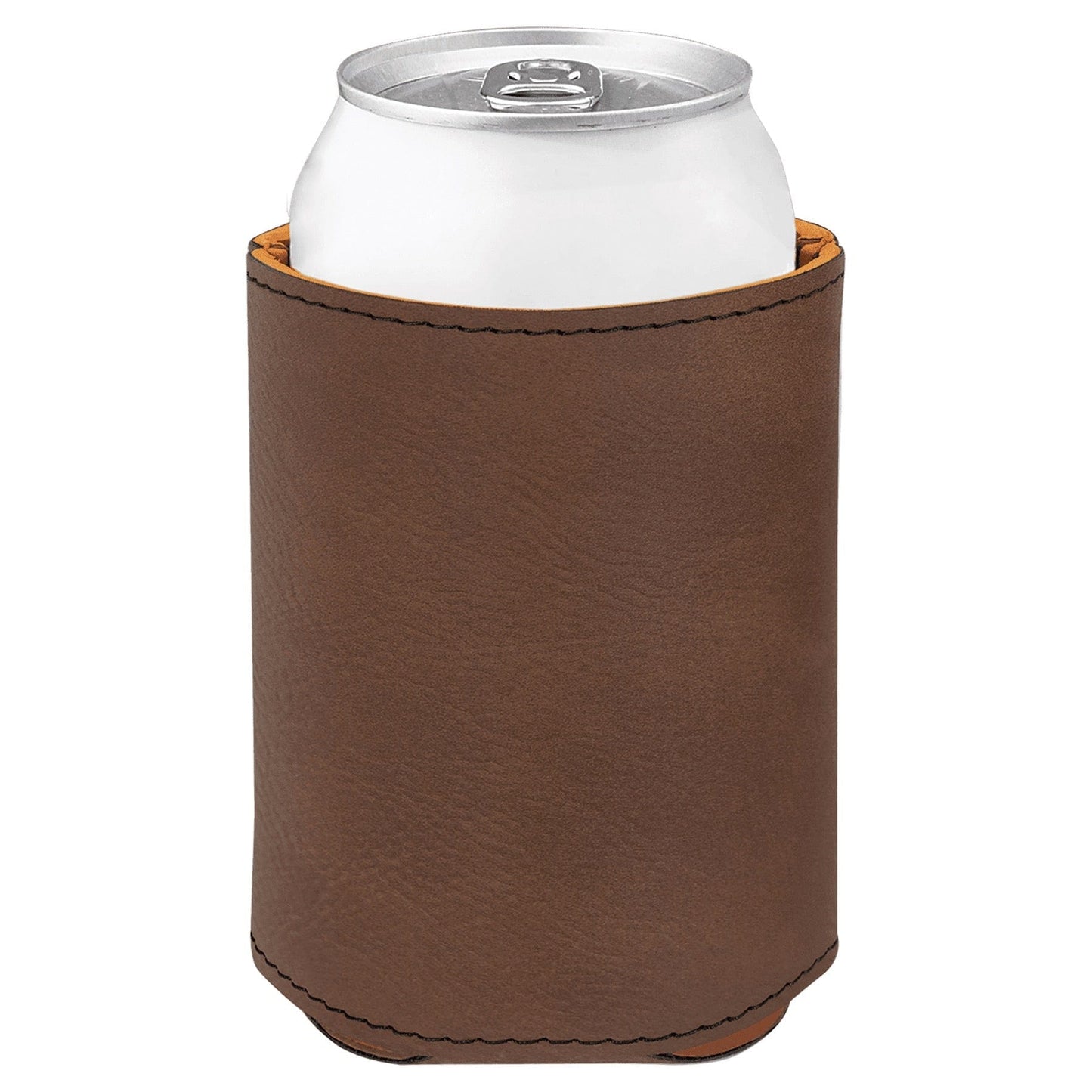 3 3/4" Dark Brown Laserable Leatherette Beverage Holder