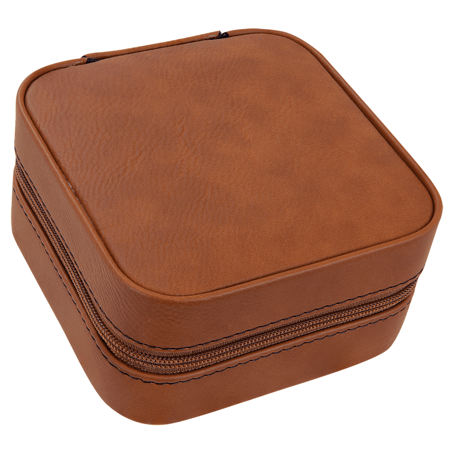 4" X 4" Rawhide Laserable Leatherette Travel Jewelry Box with Tan Lining