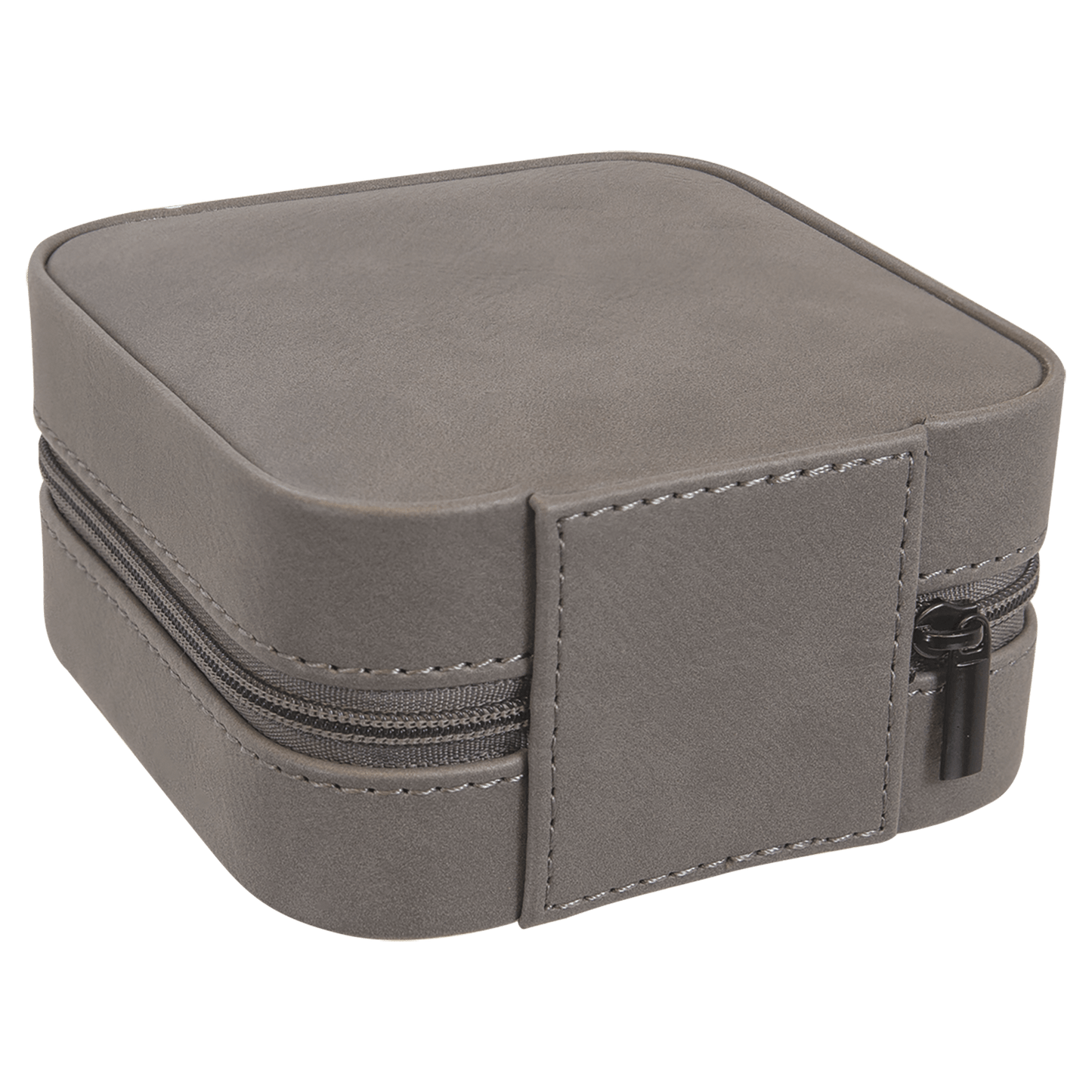 4" X 4" Gray Laserable Leatherette Travel Jewelry Box with Tan Lining