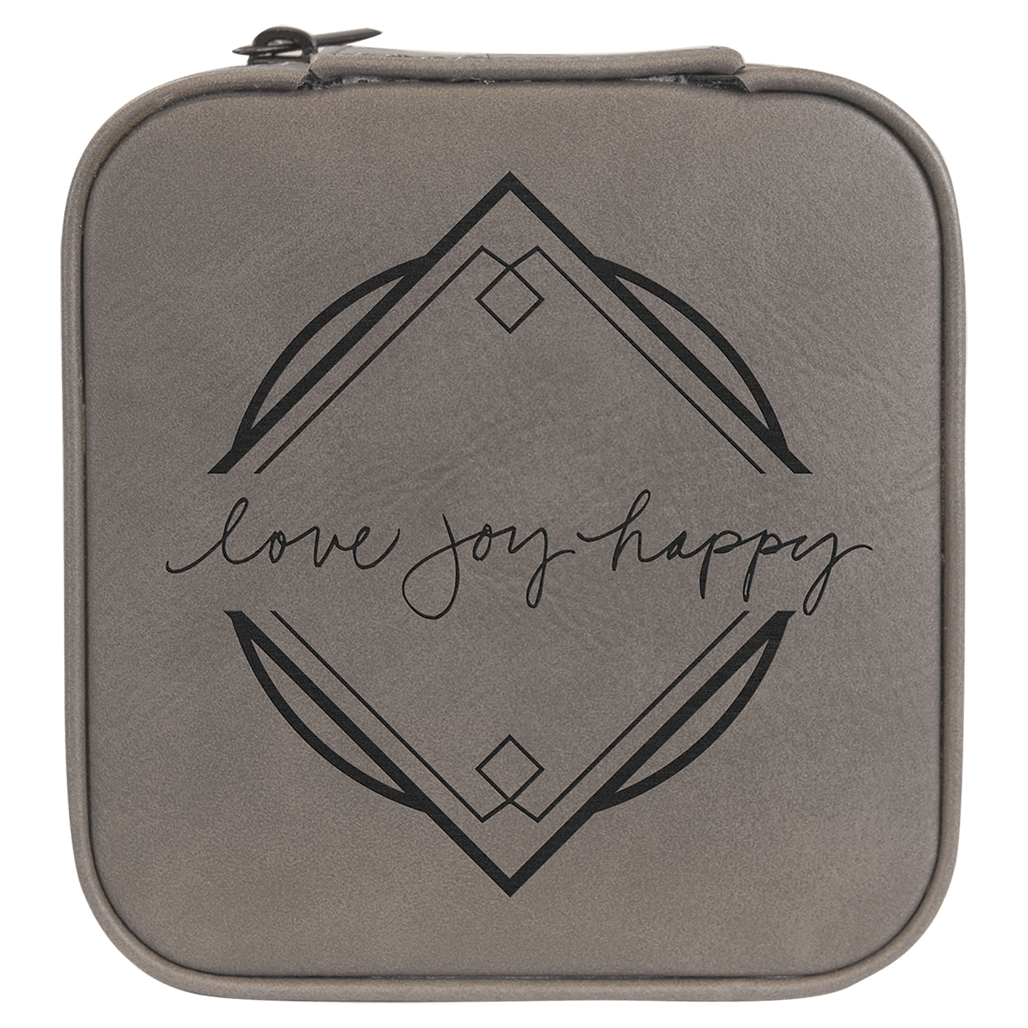 4" X 4" Gray Laserable Leatherette Travel Jewelry Box with Tan Lining