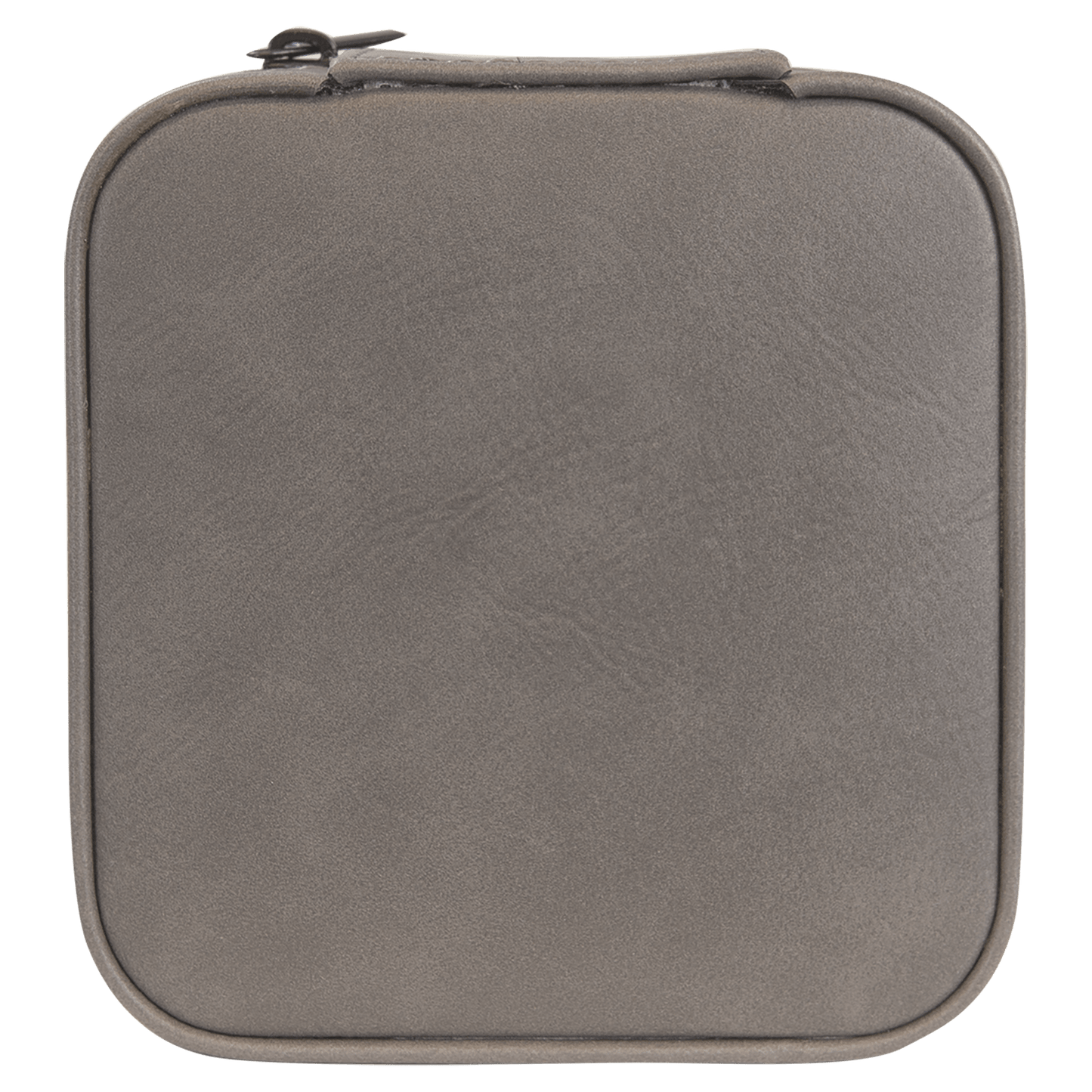 4" X 4" Gray Laserable Leatherette Travel Jewelry Box with Tan Lining