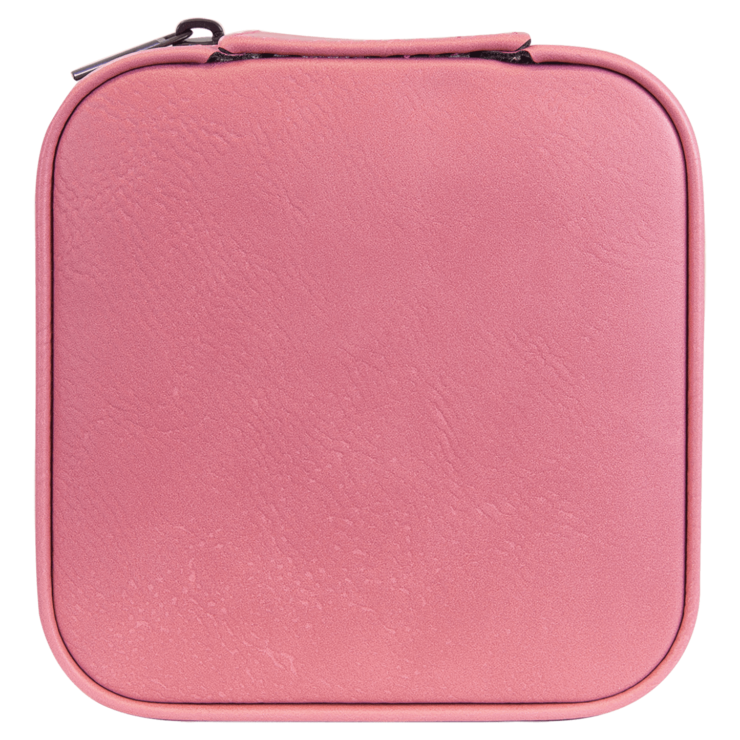 4" X 4" Pink Laserable Leatherette Travel Jewelry Box with Tan Lining