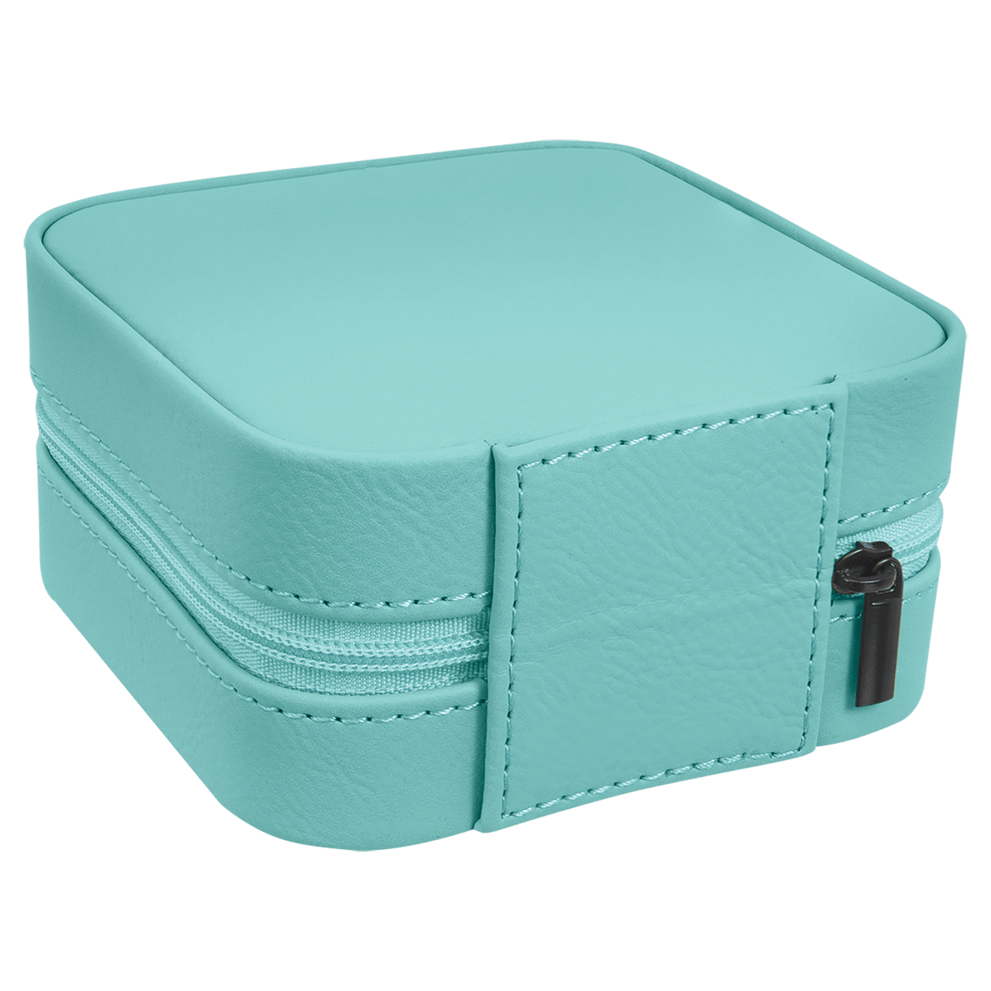 4" X 4" Teal Laserable Leatherette Travel Jewelry Box with Tan Lining