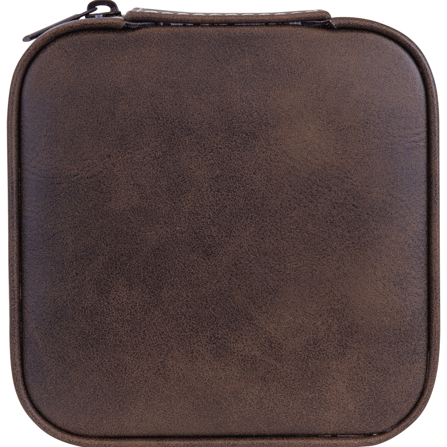4" X 4" Rustic/Silver Leatherette Travel Jewelry Box with Tan Lining
