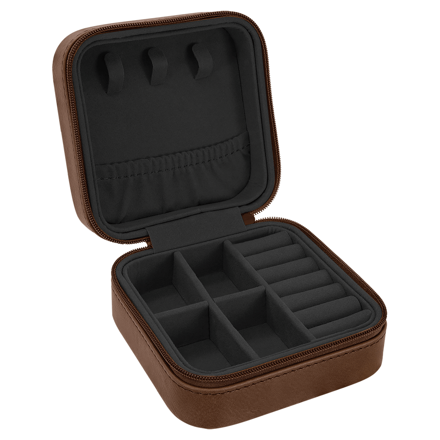 EngraveElite Vegan Leather Travel Jewelry Box - Black, Dark Brown