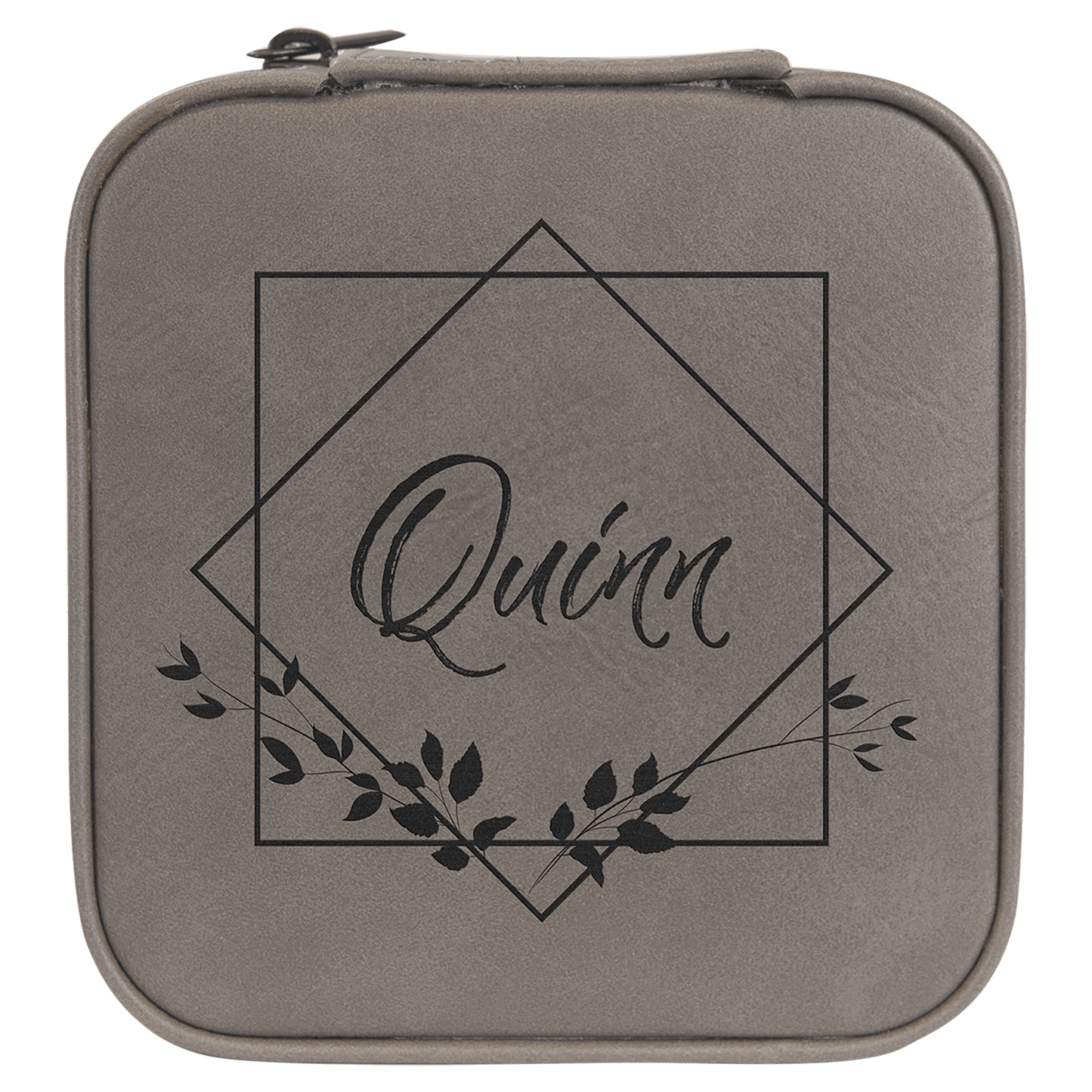 EngraveElite Vegan Leather Travel Jewelry Box - Black, Gray