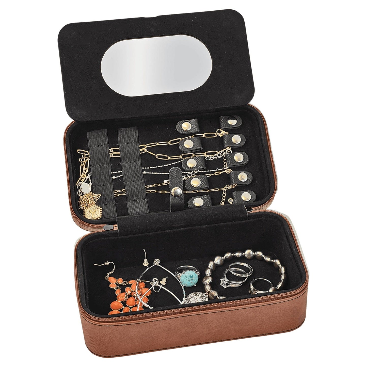 Dark Brown Large Leatherette Jewelry Box