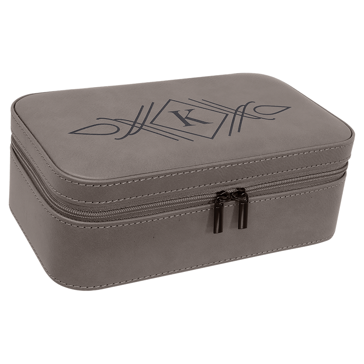 7 1/2" X 4 1/2" Gray Laserable Leatherette Jewelry Box