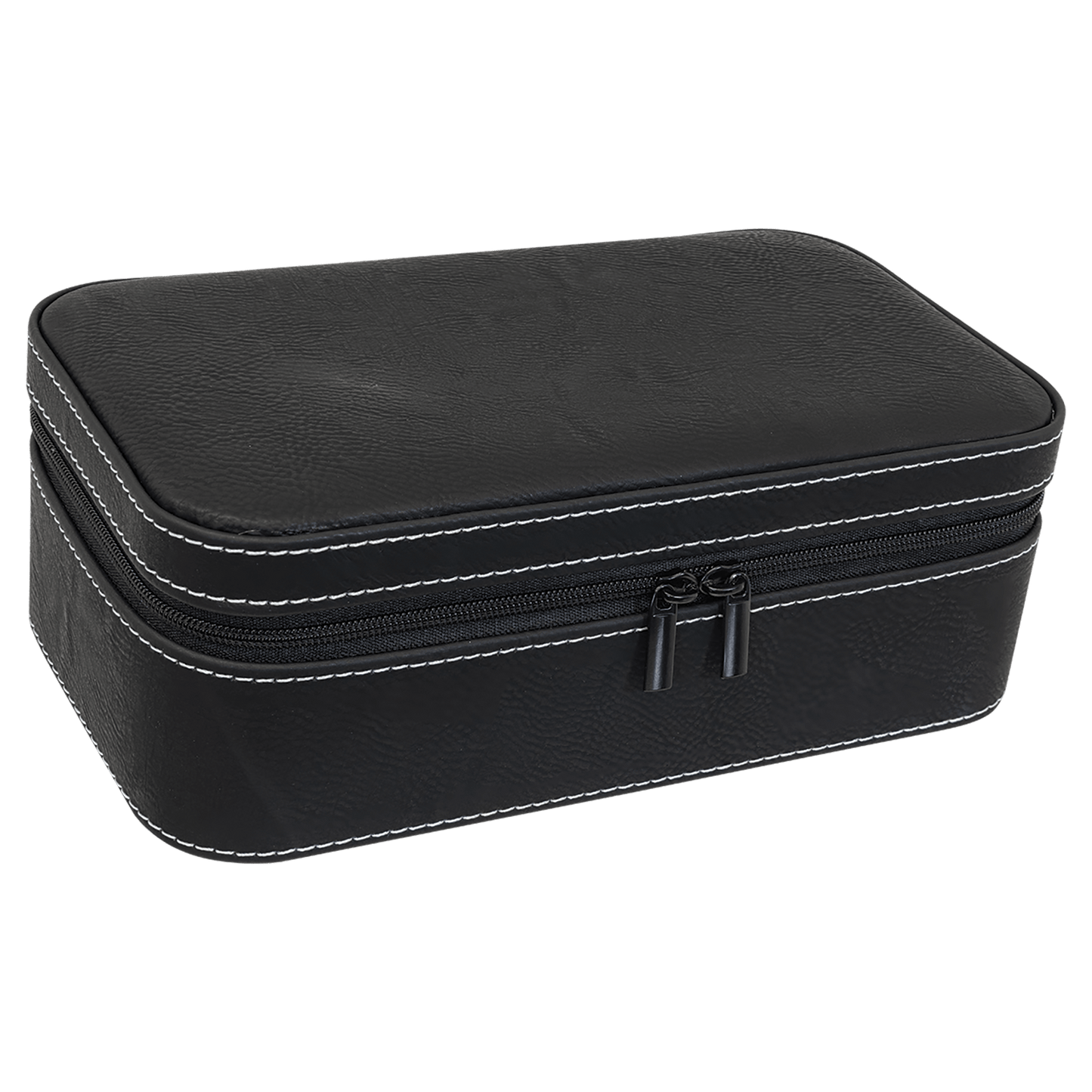 7 1/2" X 4 1/2" Black/Silver Laserable Leatherette Jewelry Box