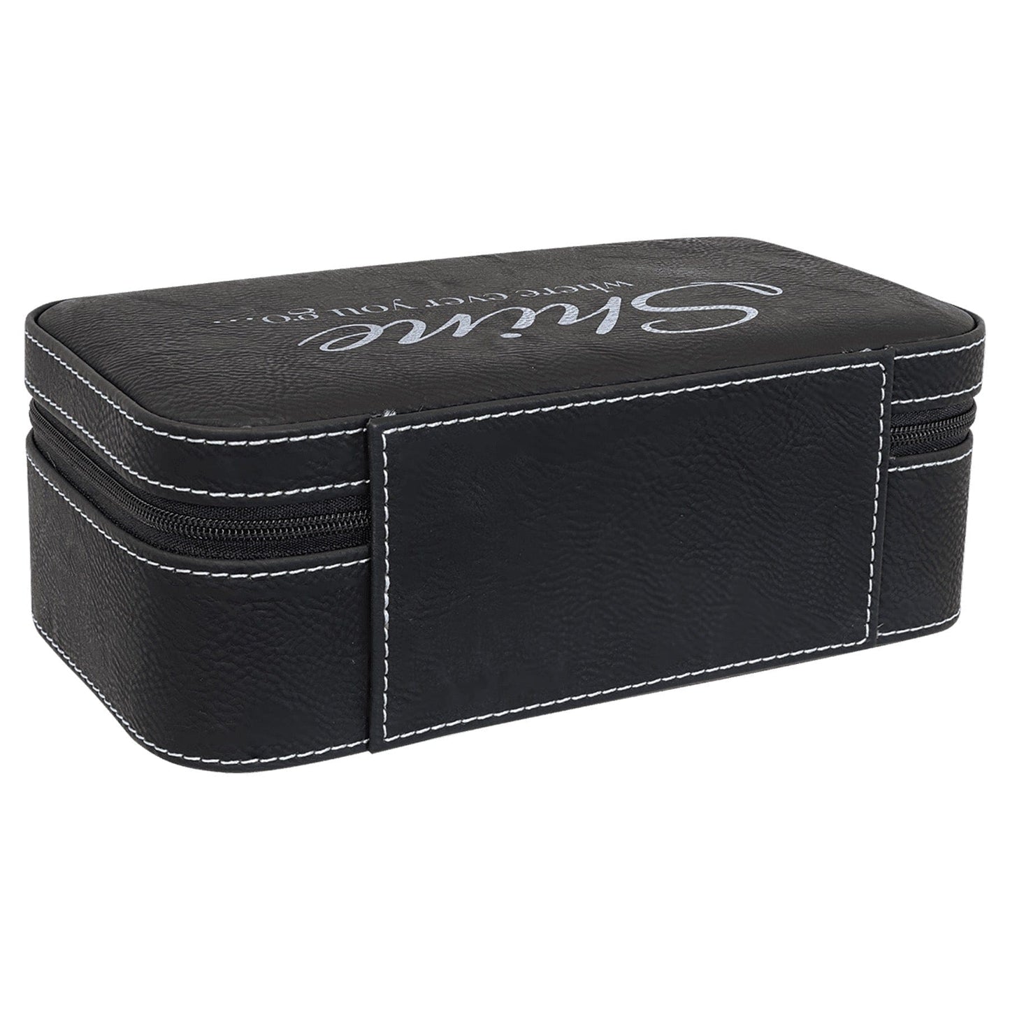 Black/Silver Large Leatherette Jewelry Box