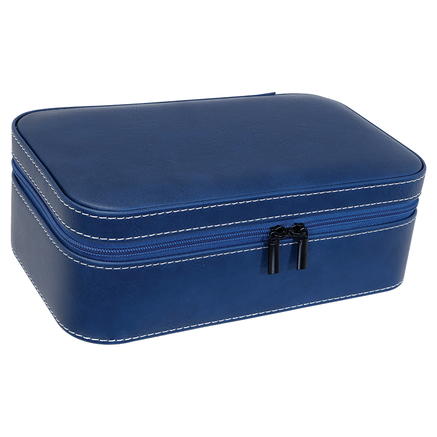7 1/2" X 4 1/2" Blue/Silver Laserable Leatherette Jewelry Box