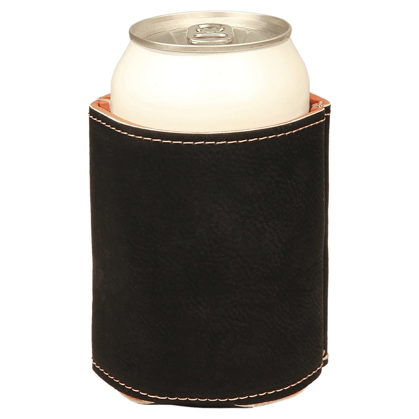 3 3/4" Black/Gold Laserable Leatherette Beverage Holder