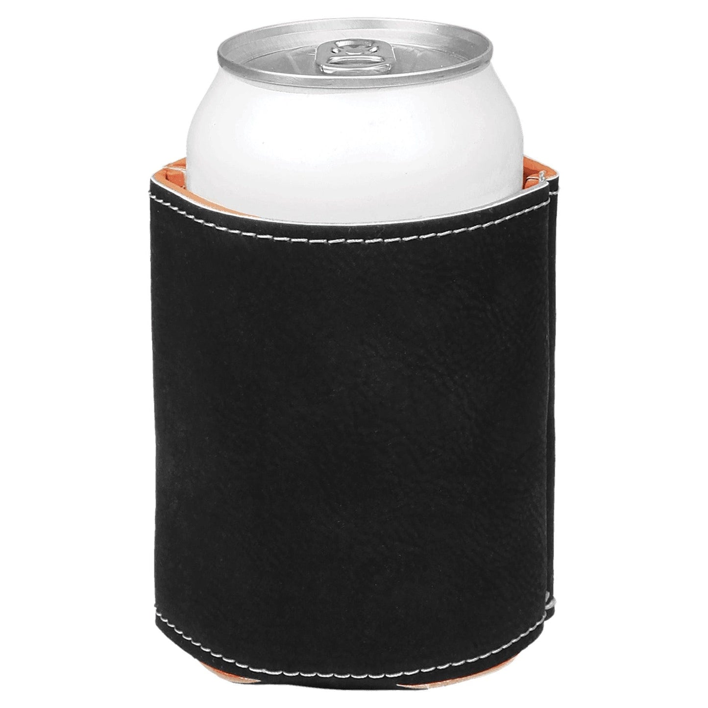 3 3/4" Black/Silver Laserable Leatherette Beverage Holder