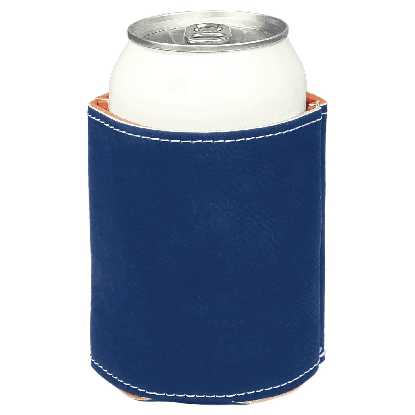 3 3/4" Blue/Silver Laserable Leatherette Beverage Holder