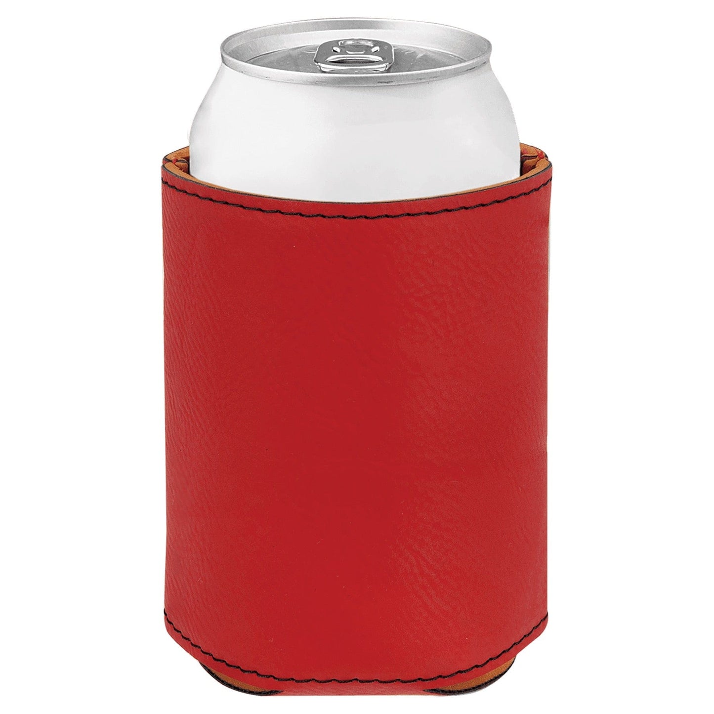 3 3/4" Red Laserable Leatherette Beverage Holder