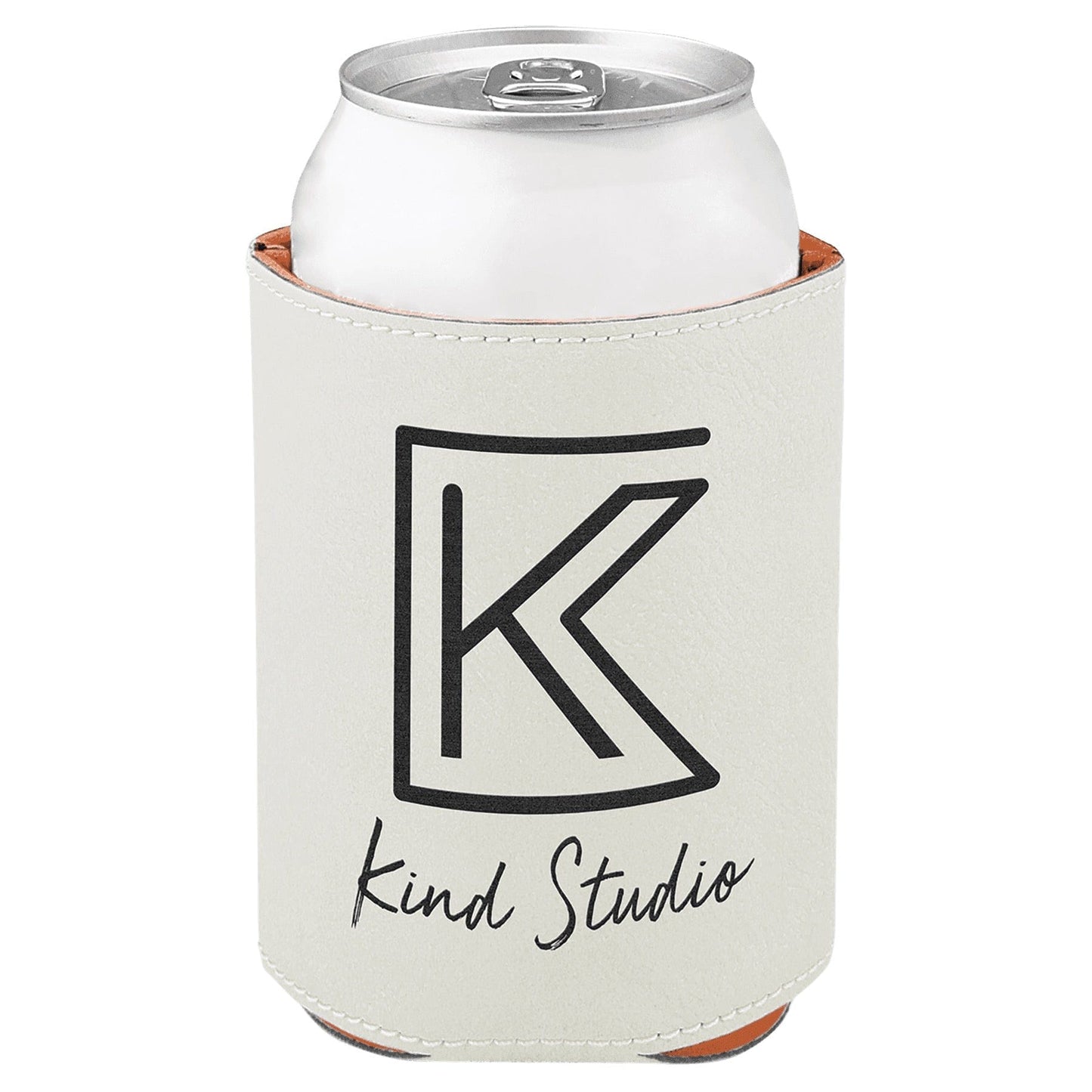 3 3/4" White Laserable Leatherette Beverage Holder