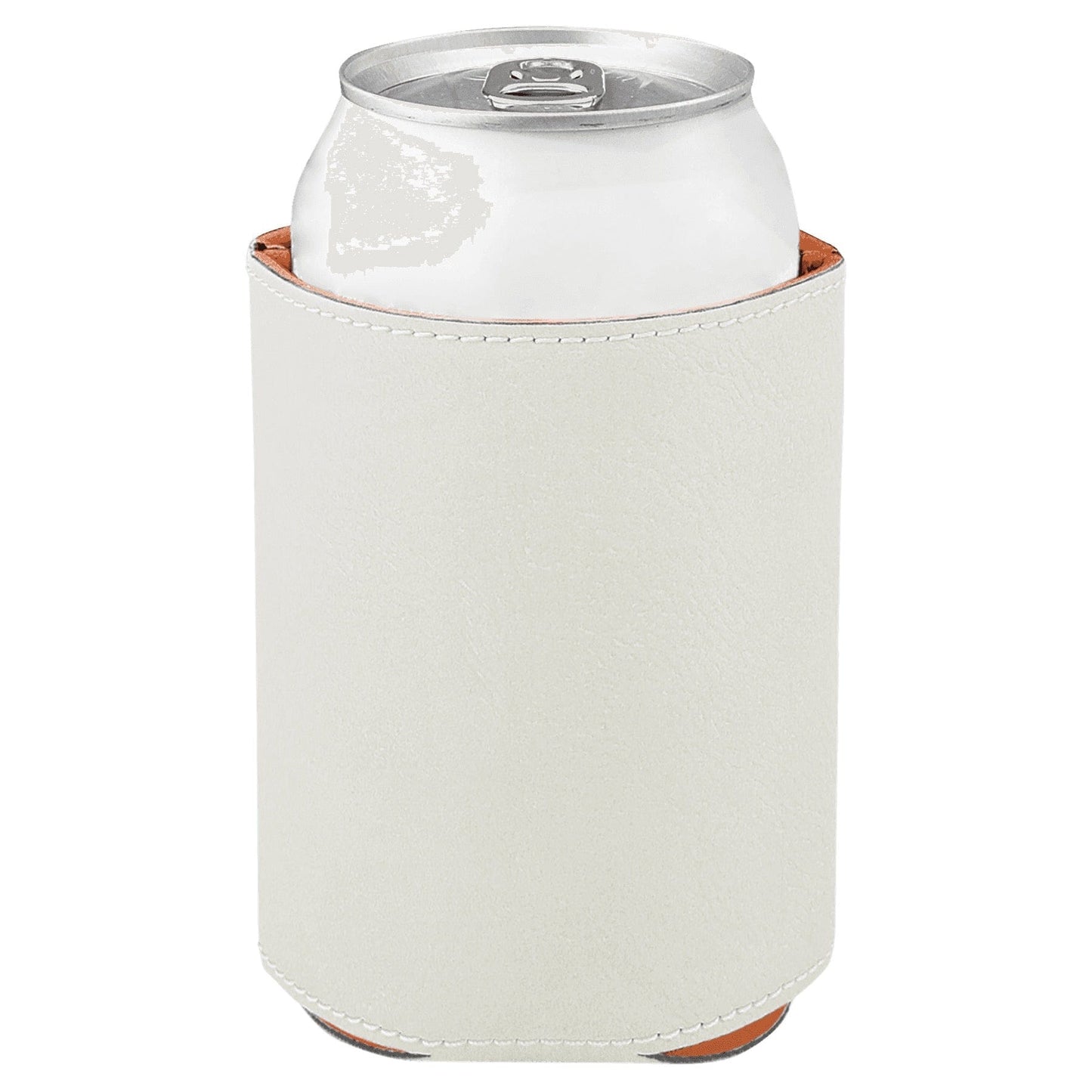 3 3/4" White Laserable Leatherette Beverage Holder