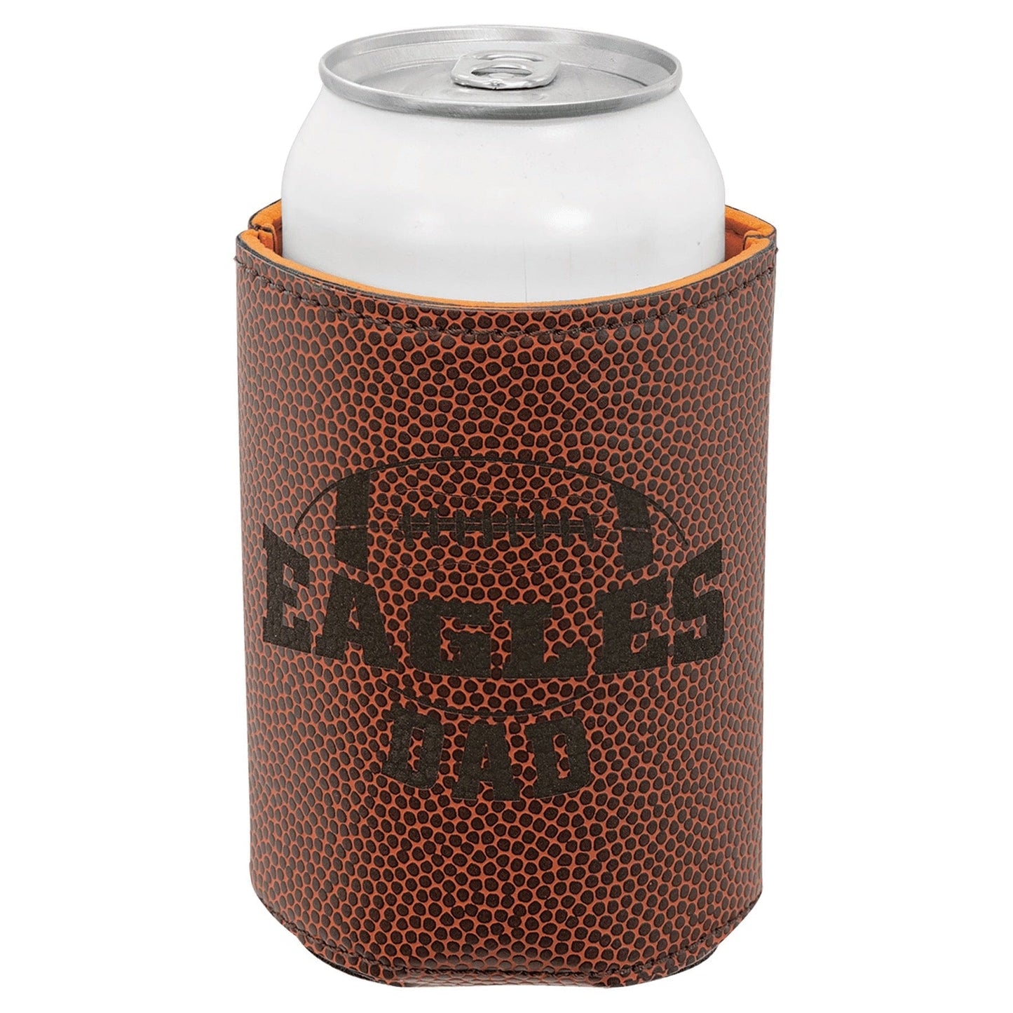 3 3/4" Football Laserable Leatherette Beverage Holder