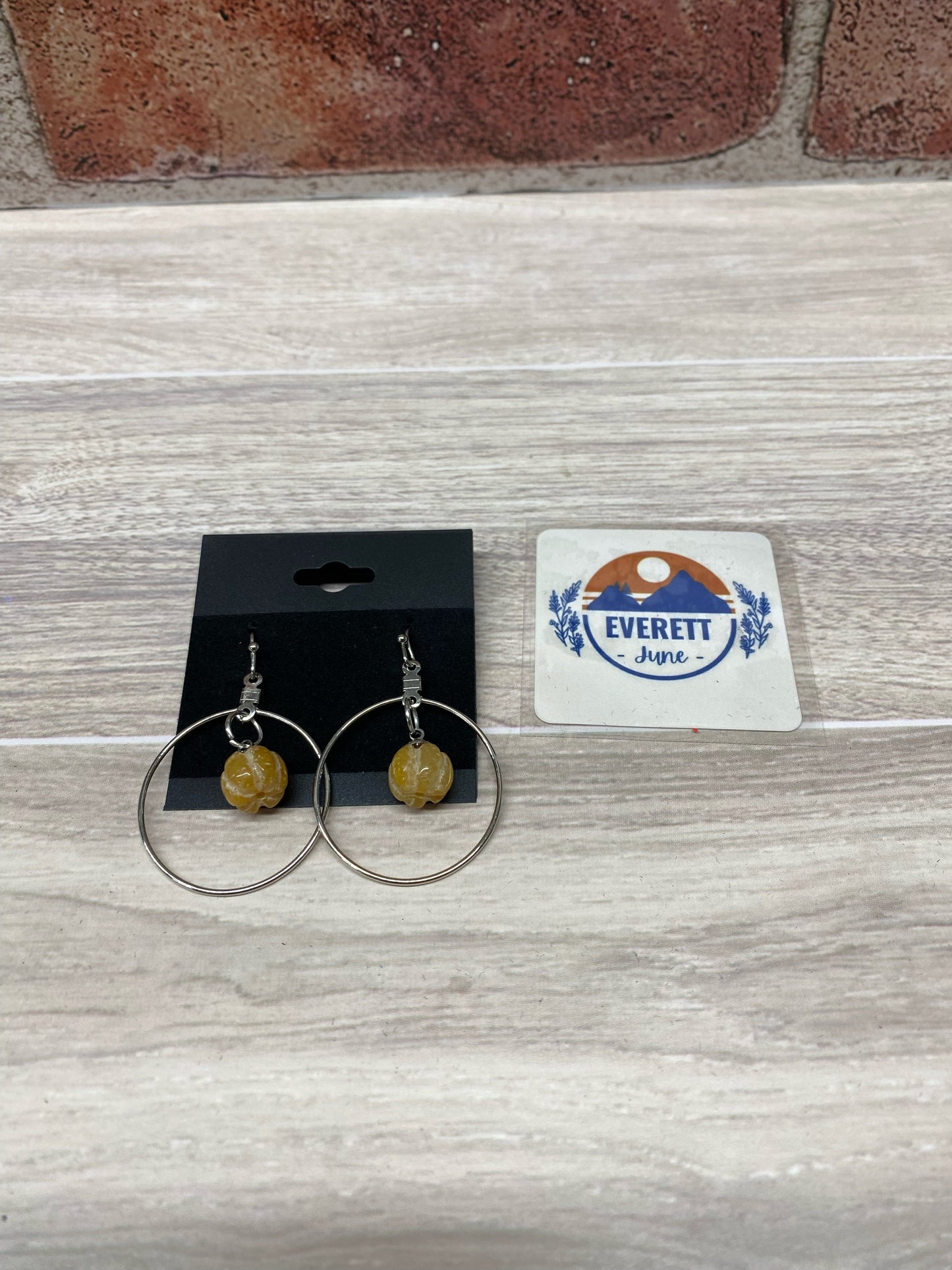 Natural Stone Pumpkin Hoop Earring