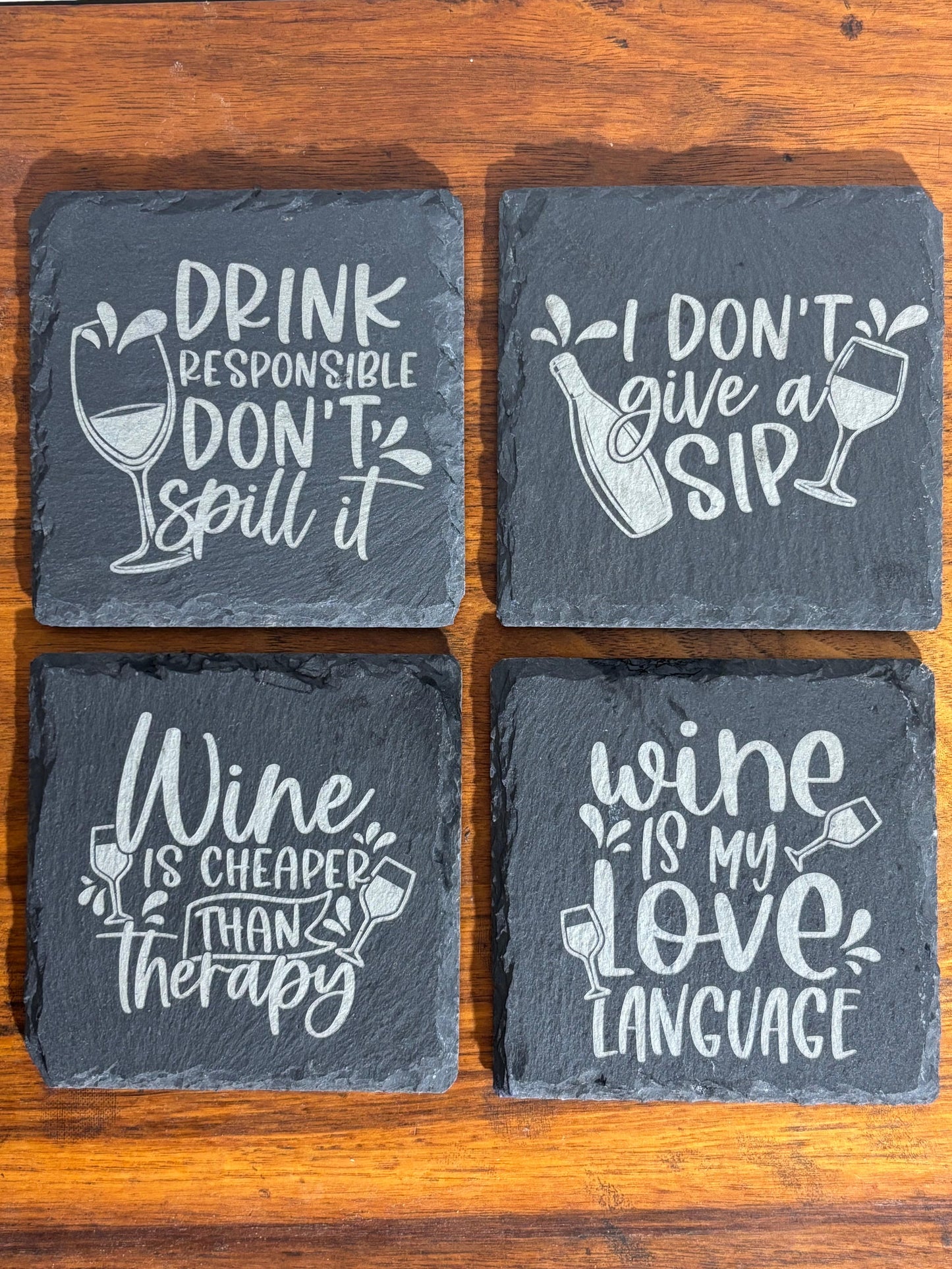 Monogrammed Slate Coaster Set – Personalized 4-Pack