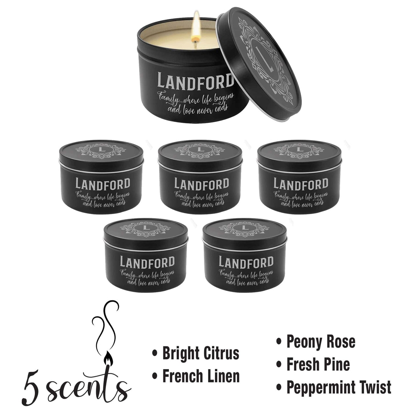8 oz Travel Tin Soy Candle – Custom Engraved Lid