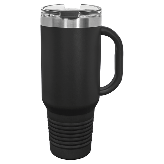 Polar Camel 40 oz. Black Travel Mug with Handle, Straw Included