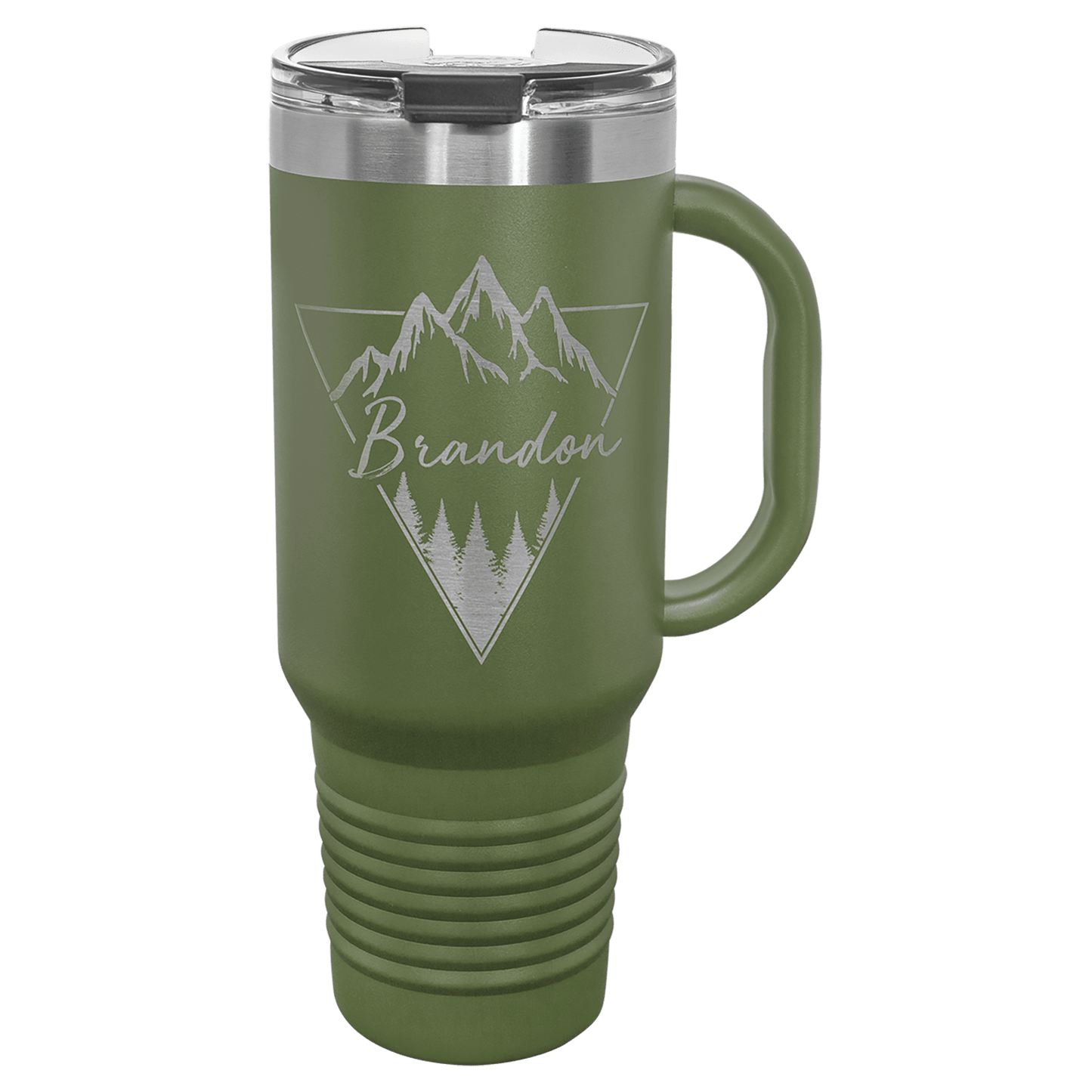 Polar Camel 40 oz. Olive Green Travel Mug with Handle, Straw Included