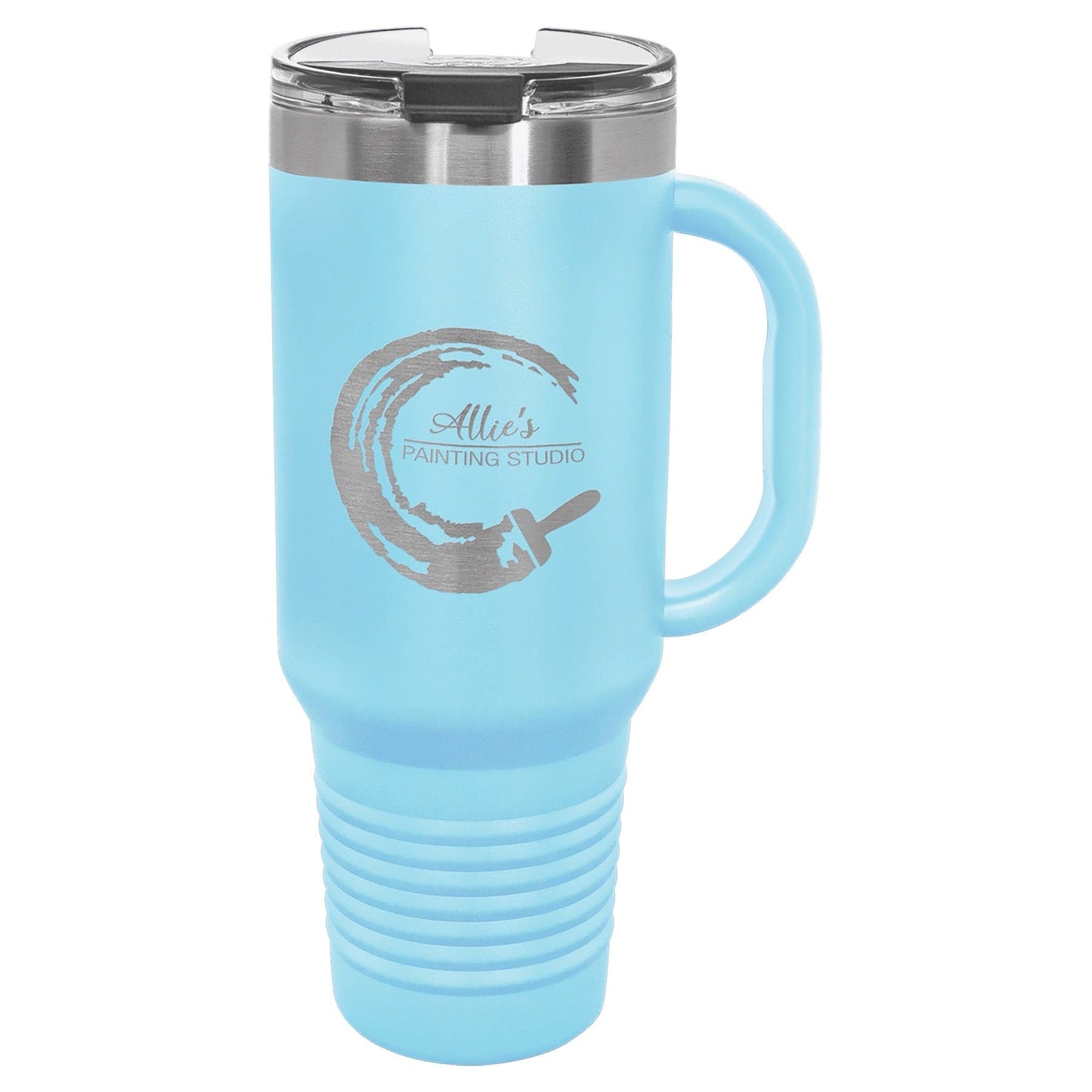 Polar Camel 40 oz. Light Blue Travel Mug with Handle, Straw Included