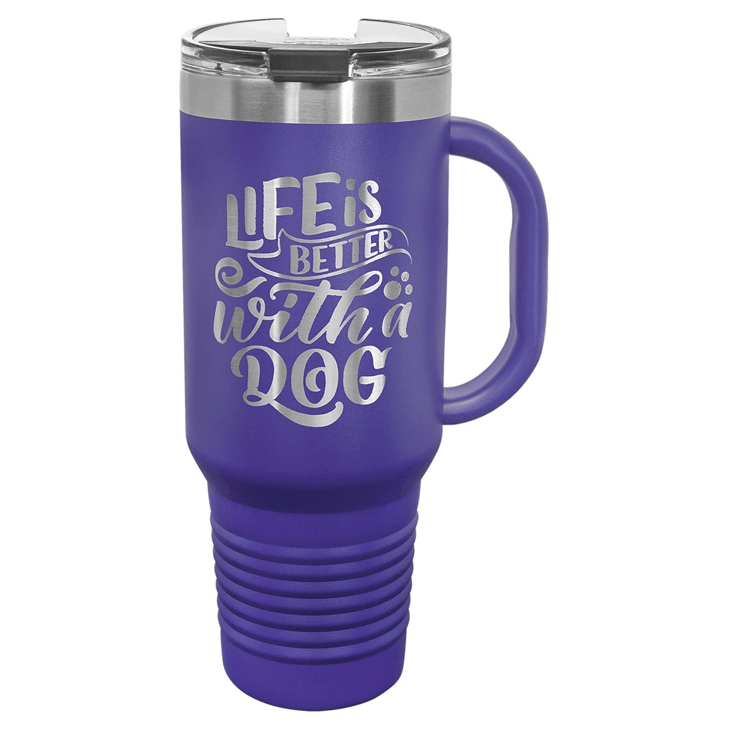 Polar Camel 40 oz. Purple Travel Mug with Handle, Straw Included