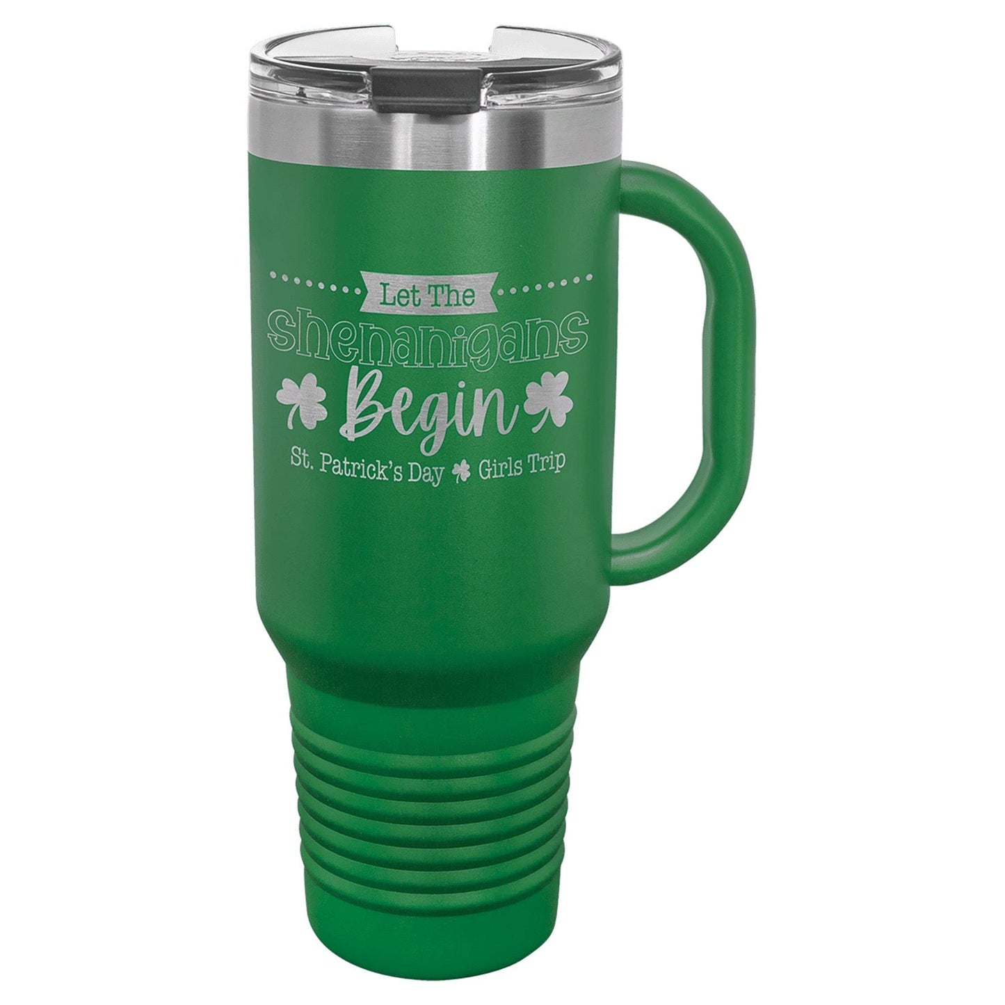 Polar Camel 40 oz. Green Travel Mug with Handle, Straw Included