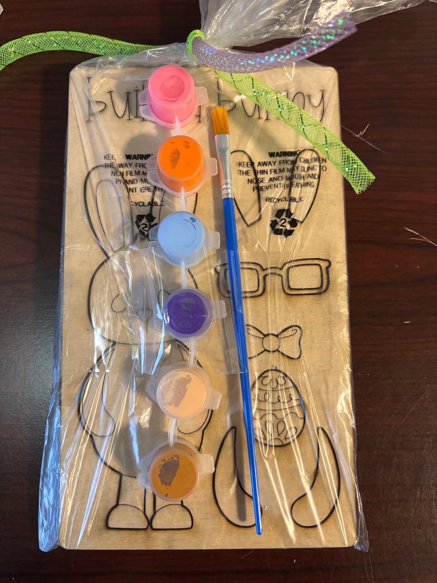 Build-a-Bunny Easter Craft Kit – 2 Laser Cut Wood Bunnies + Paint Set