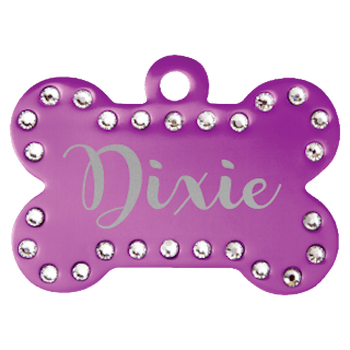 Custom Engraved Bling 1-1/2" Bone Pet ID Tag – Swarovski Aluminum Dog & Cat Tag