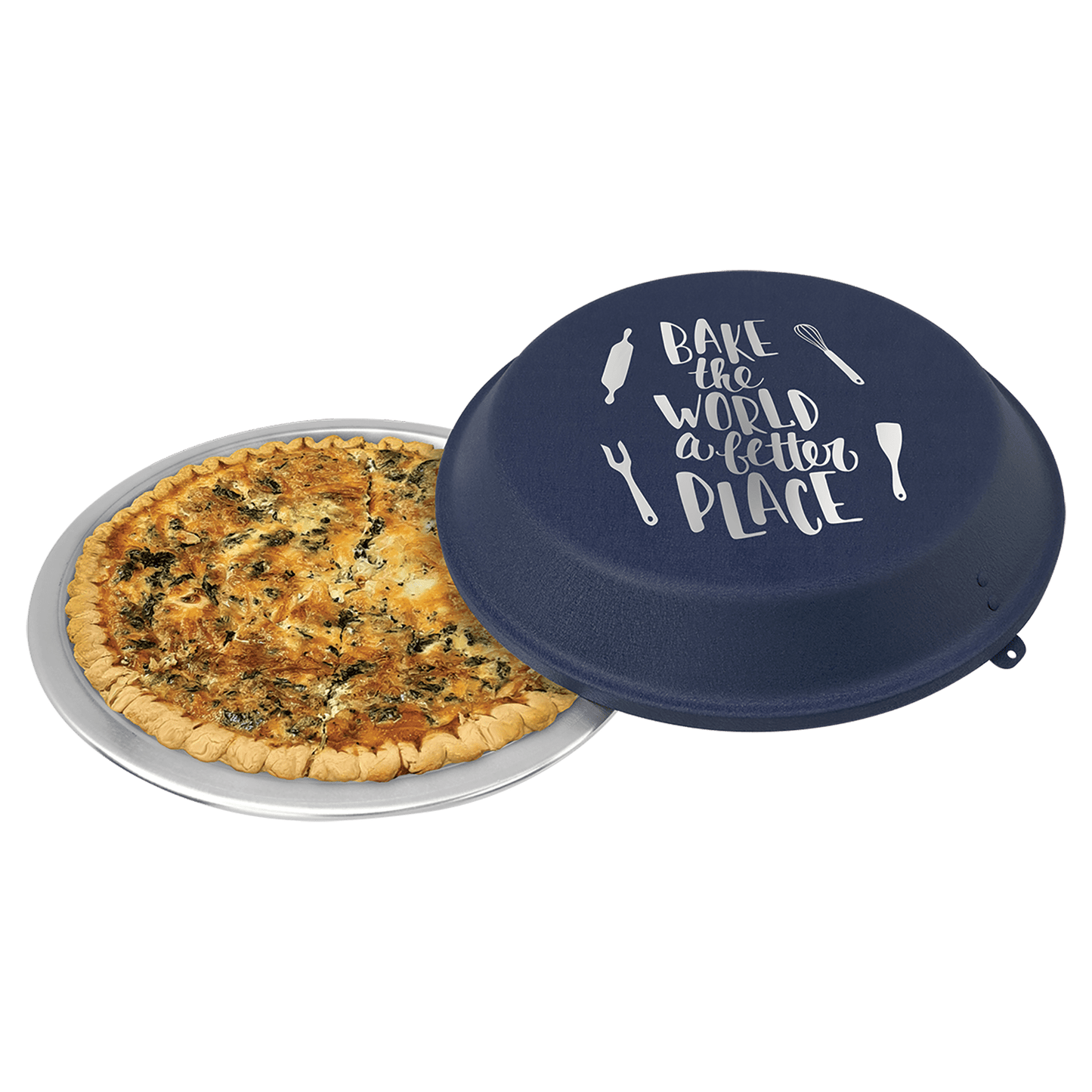 9" Aluminum Pie Pan with Navy Blue Lid