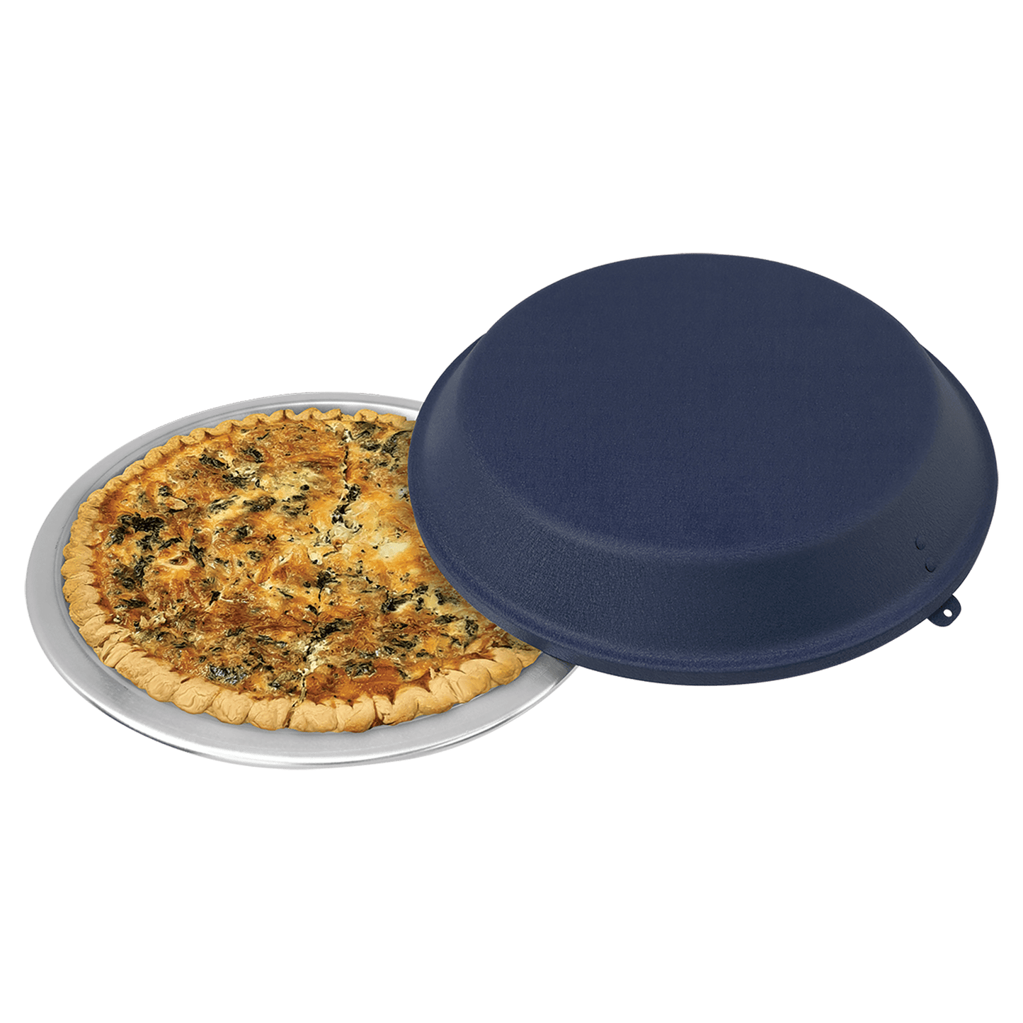 9" Aluminum Pie Pan with Navy Blue Lid