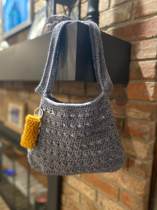 Crocheted Bag: Denim Tweed Crochet Bag