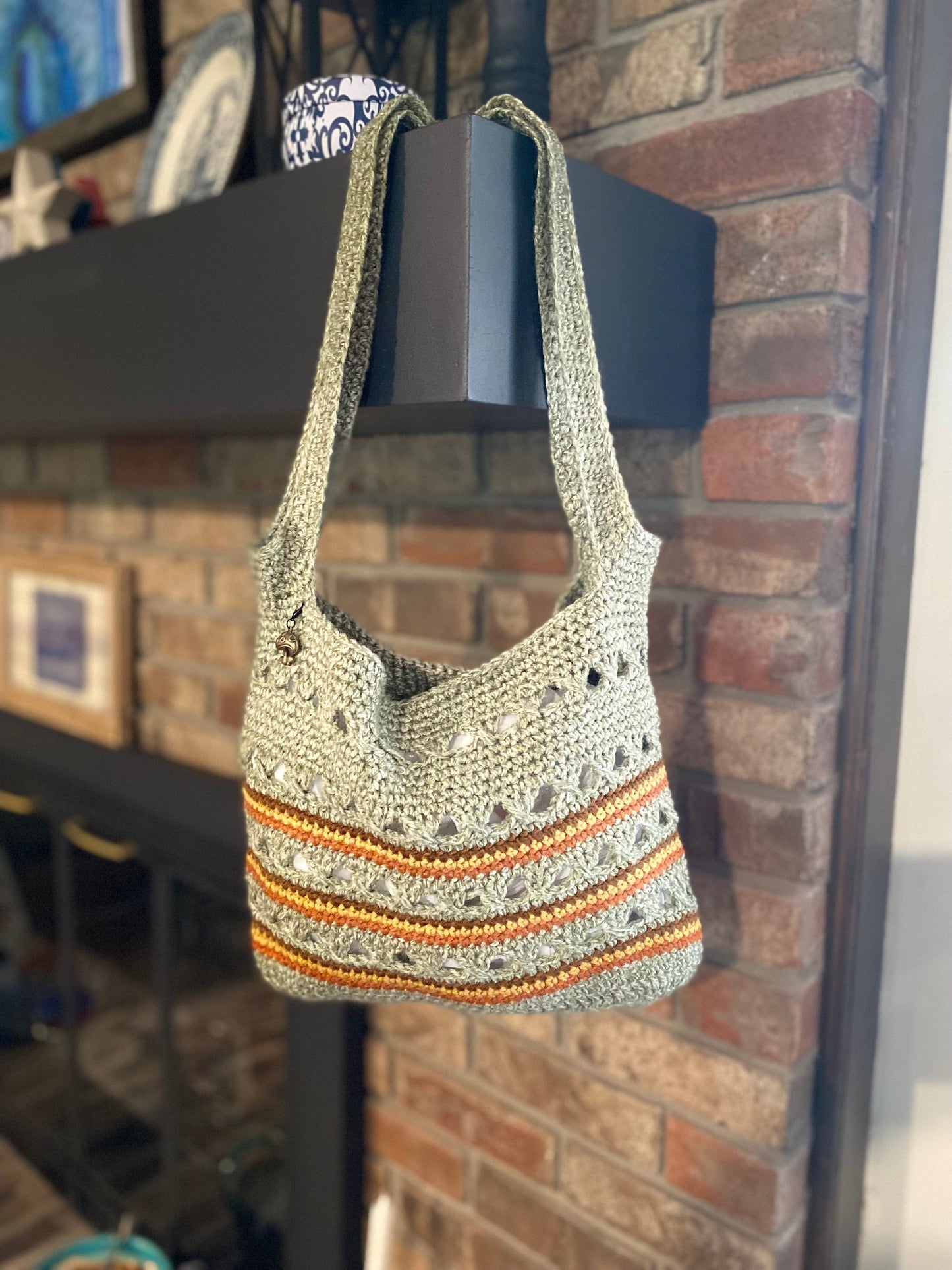 Crocheted Bag: Sage Green 70’s style