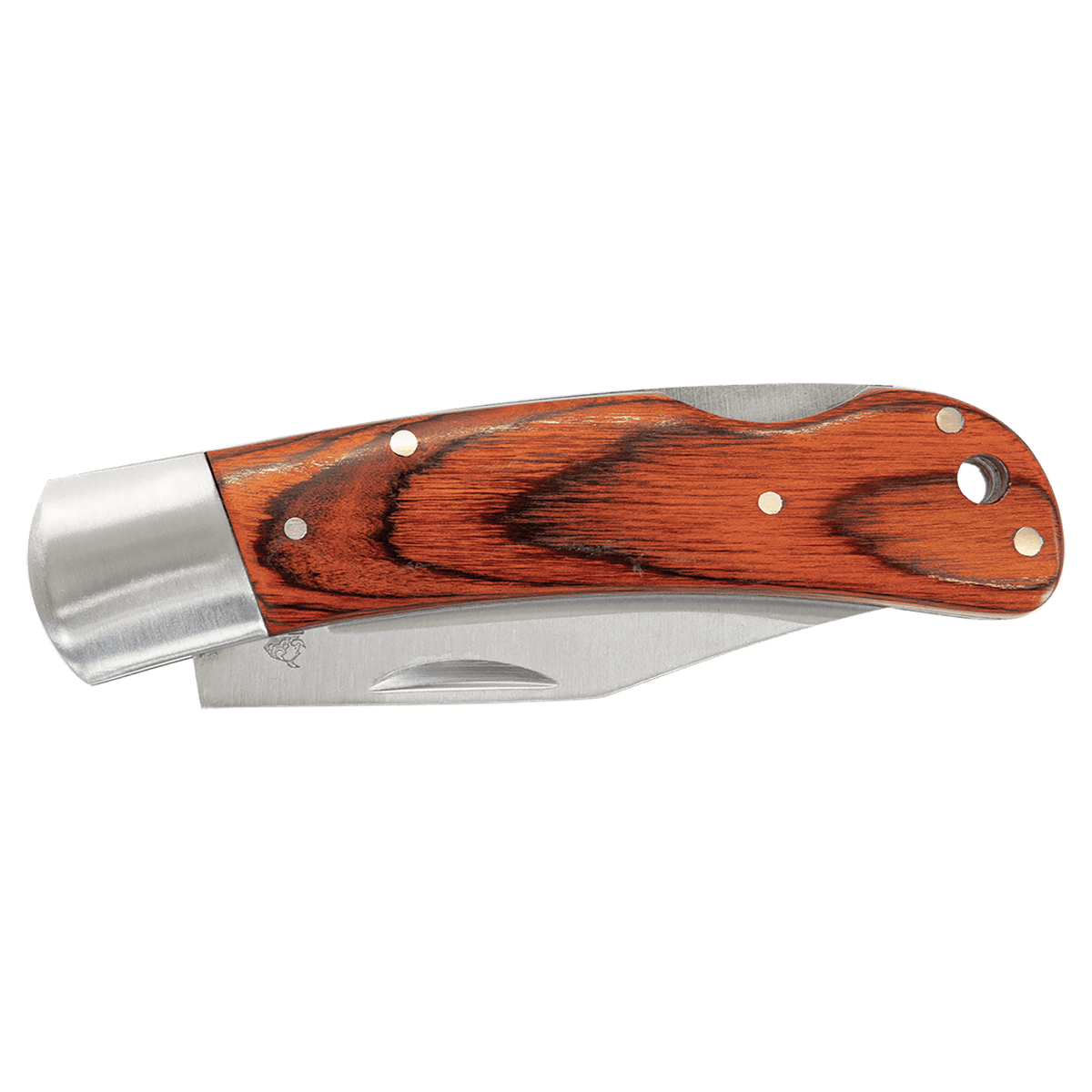 Personalized Bison River 4" Wood Folding Knife with Leather Sheath