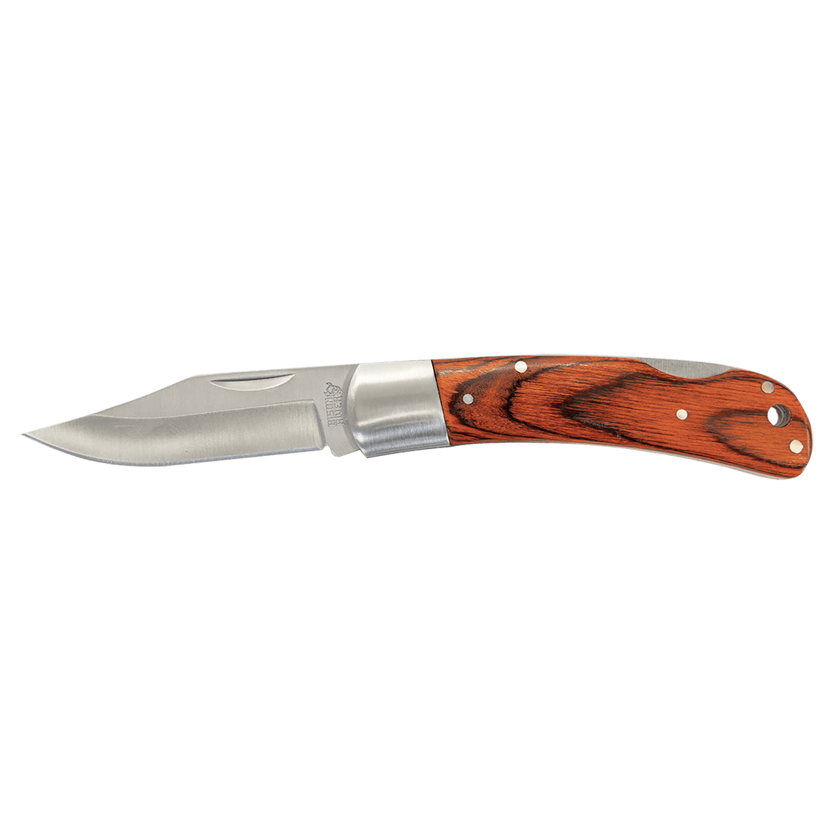 Personalized Bison River 4" Wood Folding Knife with Leather Sheath