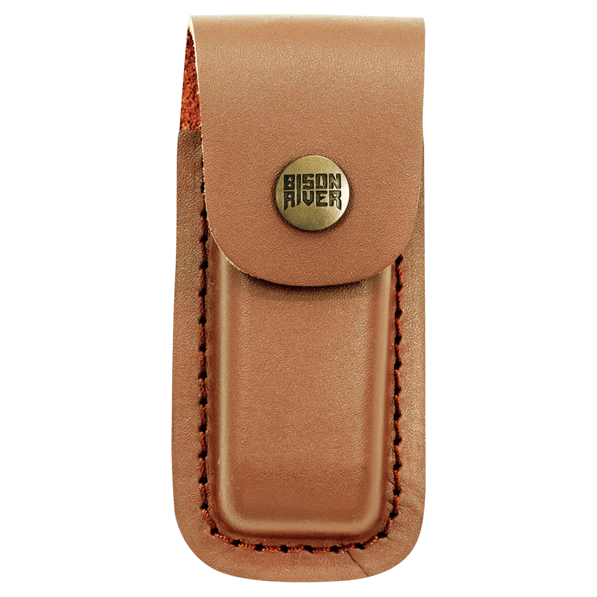 Personalized Bison River 4" Wood Folding Knife with Leather Sheath