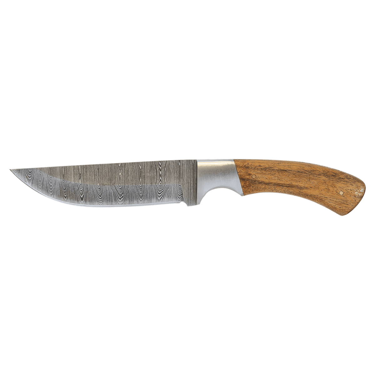 Bison River 9 1/2" Fixed Blade Wood Knife with Damascus Steel Blade