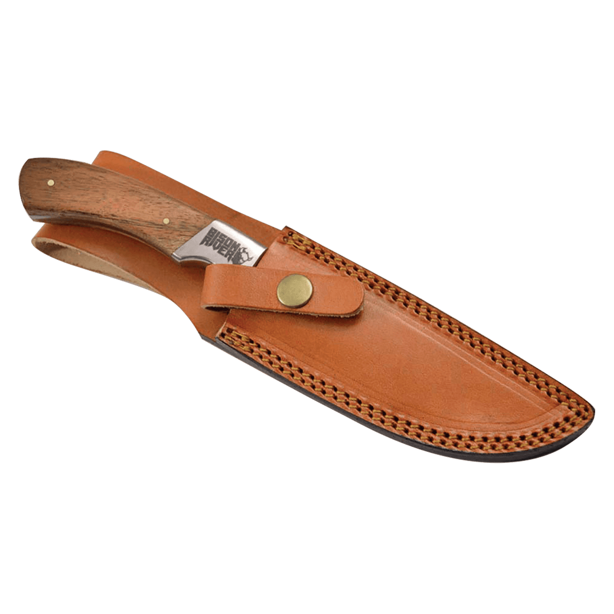 Bison River 9 1/2" Fixed Blade Wood Knife with Damascus Steel Blade