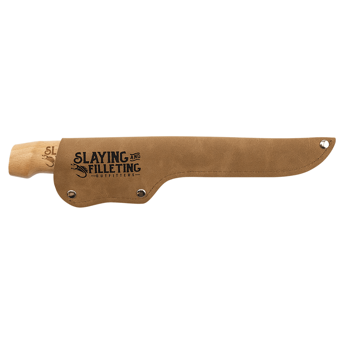 Bison River 7 1/4" Fillet Knife with Wood Handle and Leatherette Sheath
