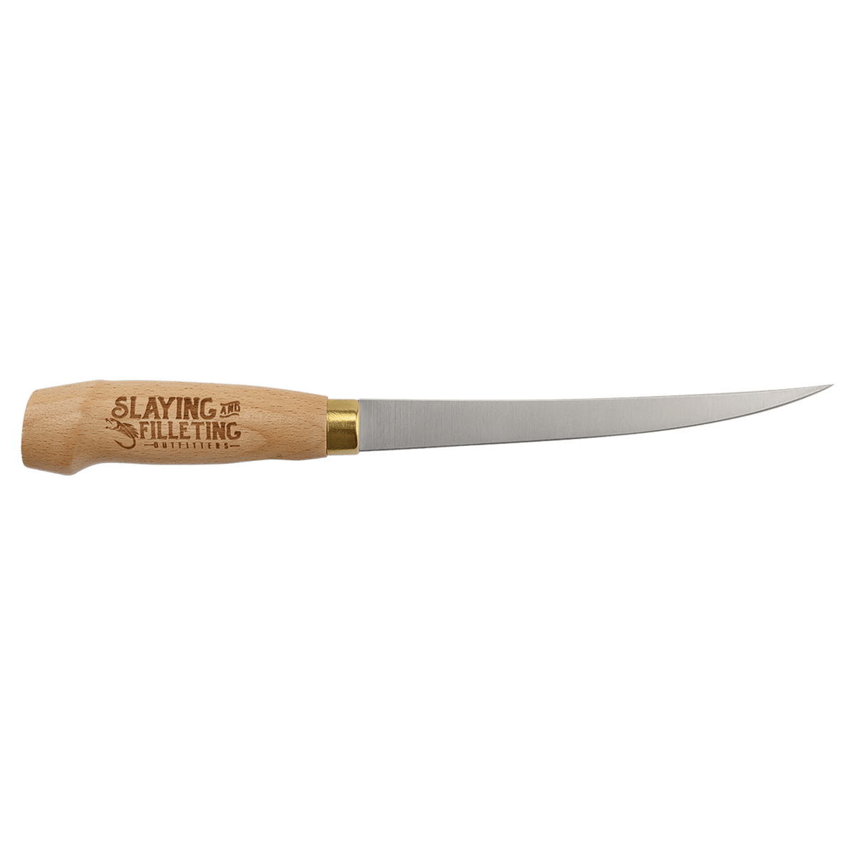 Bison River 7 1/4" Fillet Knife with Wood Handle and Leatherette Sheath