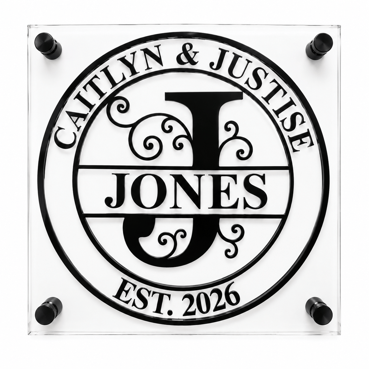 Personalized Family Monogram Sign – Acrylic or Cedar Framed